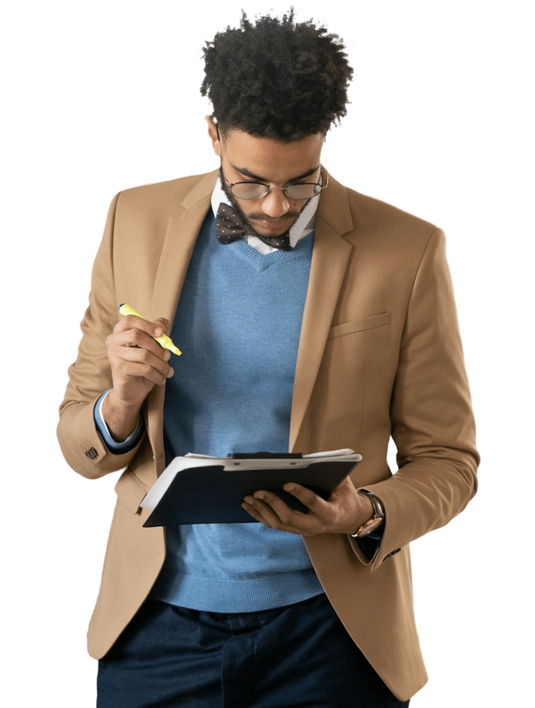 man holding a paper